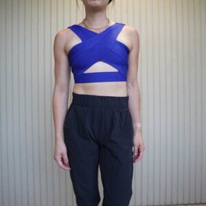 Urban Outfitters Electric Blue Criss-Cross Cutout Crop Top